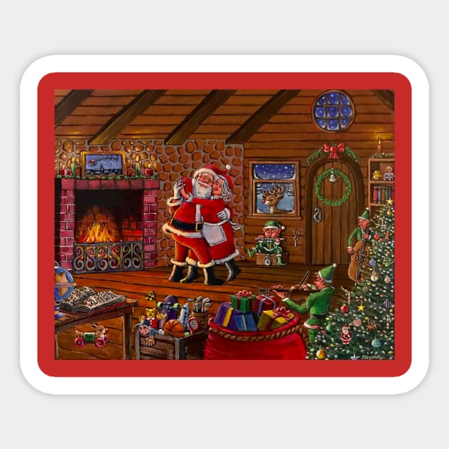 Santa and Mrs. Santa Sticker by GOGARTYGALLERY